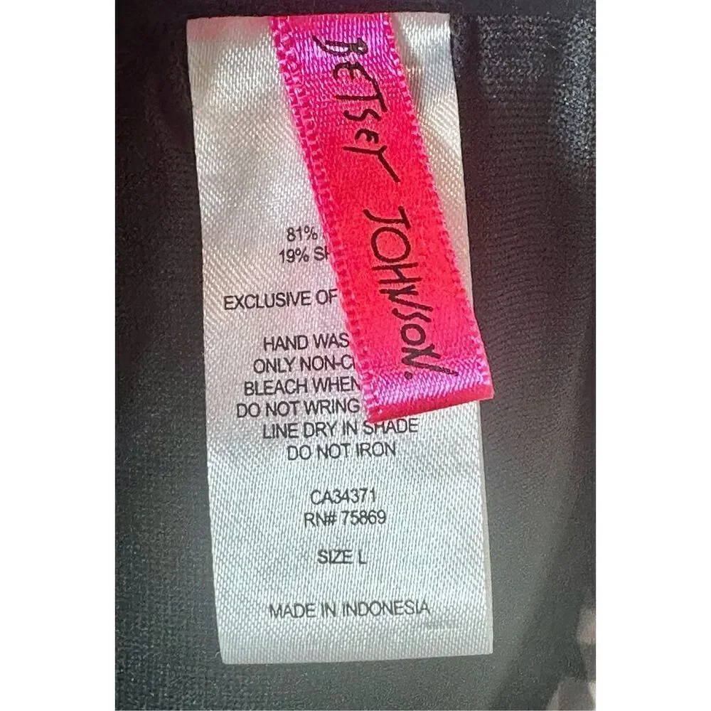 Betsey Johnson size L swim bikini top Gingham black/ white
